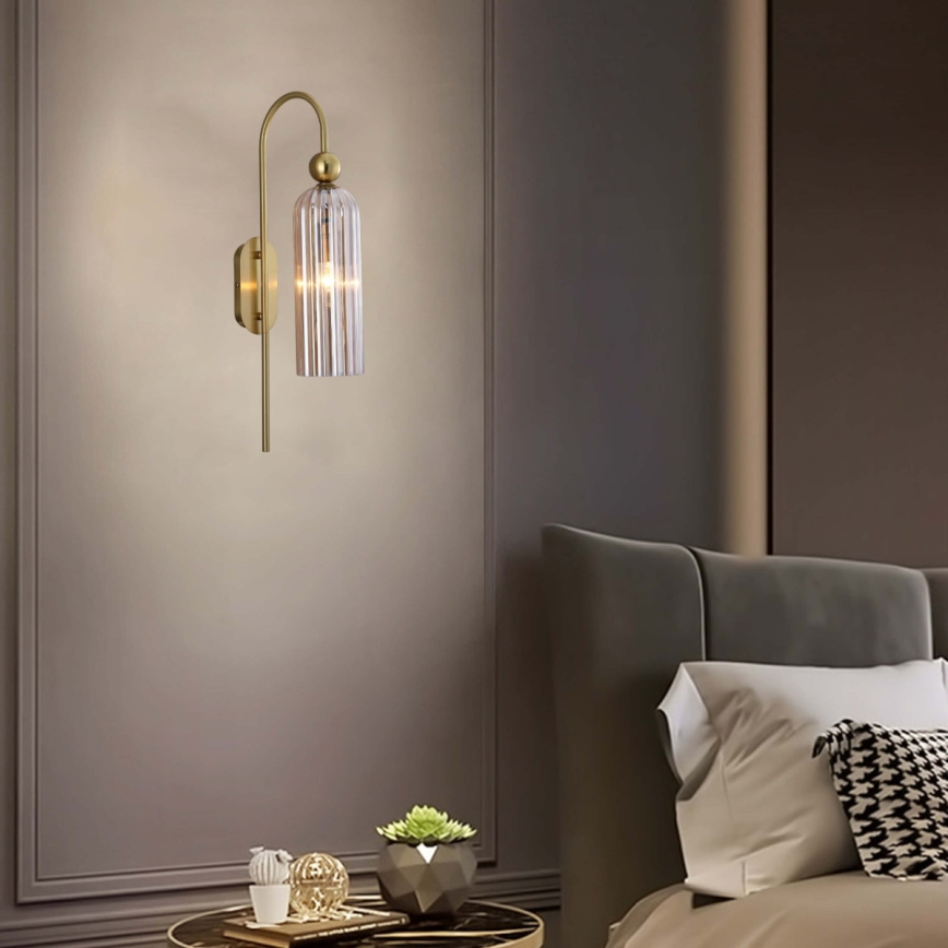 Nástěnná lampa PIEGA 1xE14/40W/230V mosaz/kouřová béžová