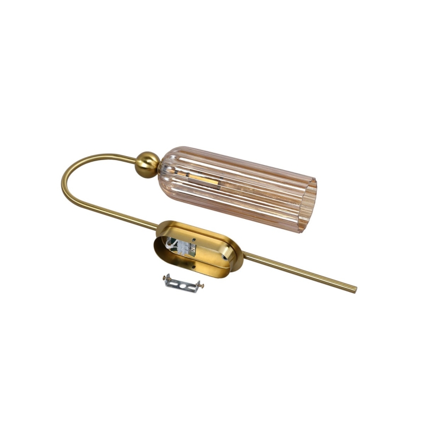 Nástěnná lampa PIEGA 1xE14/40W/230V mosaz/kouřová béžová