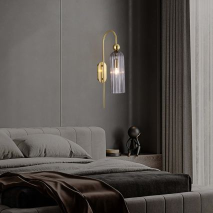 Nástěnná lampa PIEGA 1xE14/40W/230V mosaz/kouřová černá