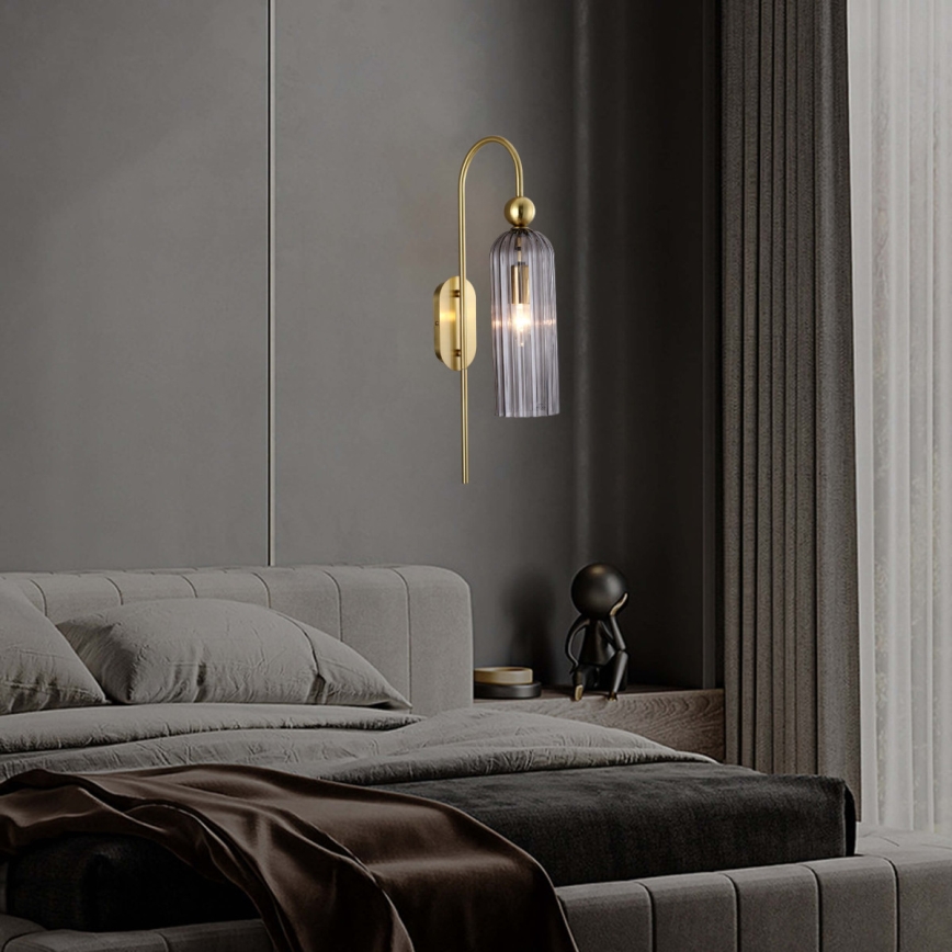 Nástěnná lampa PIEGA 1xE14/40W/230V mosaz/kouřová černá