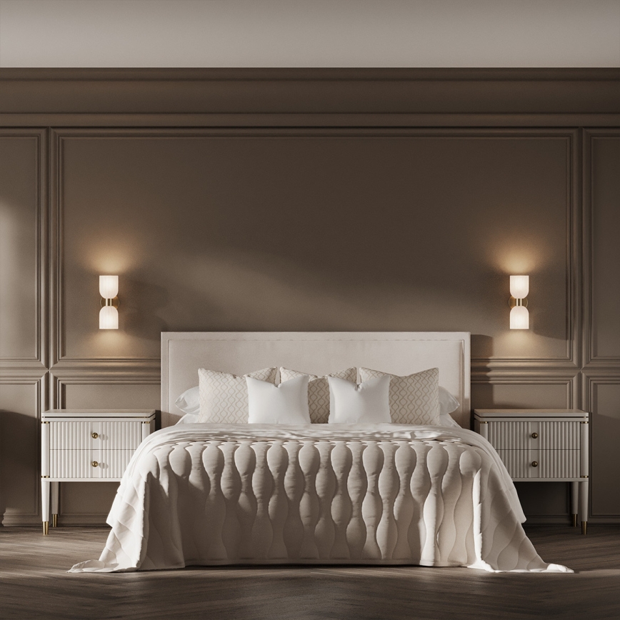 Nástěnná lampa PIEGA 2xE14/10W/230V mosaz/bílá