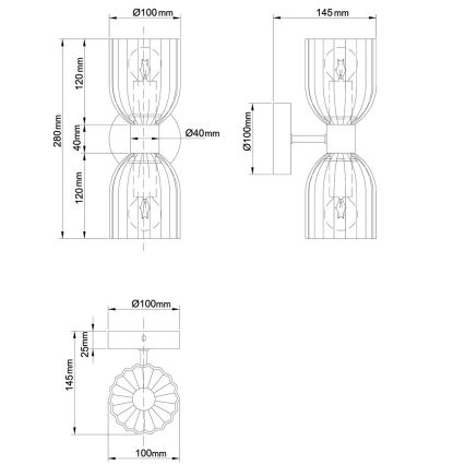 Nástěnná lampa PIEGA 2xE14/10W/230V mosaz/kouřová béžová