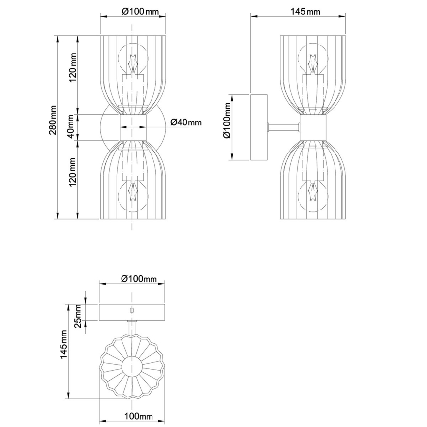 Nástěnná lampa PIEGA 2xE14/10W/230V mosaz/kouřová béžová