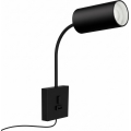 Nástěnná lampa s USB PUNTO 1xGU10/9W/230V černá
