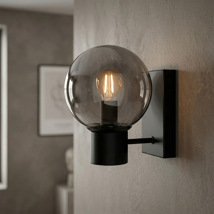 Nástěnná lampa SFERIO 1xE14/5W/230V černá/kouřová černá
