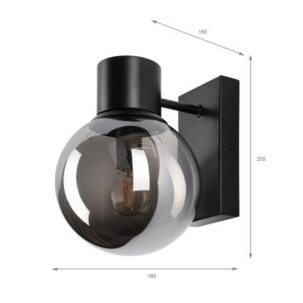 Nástěnná lampa SFERIO 1xE14/5W/230V černá/kouřová černá