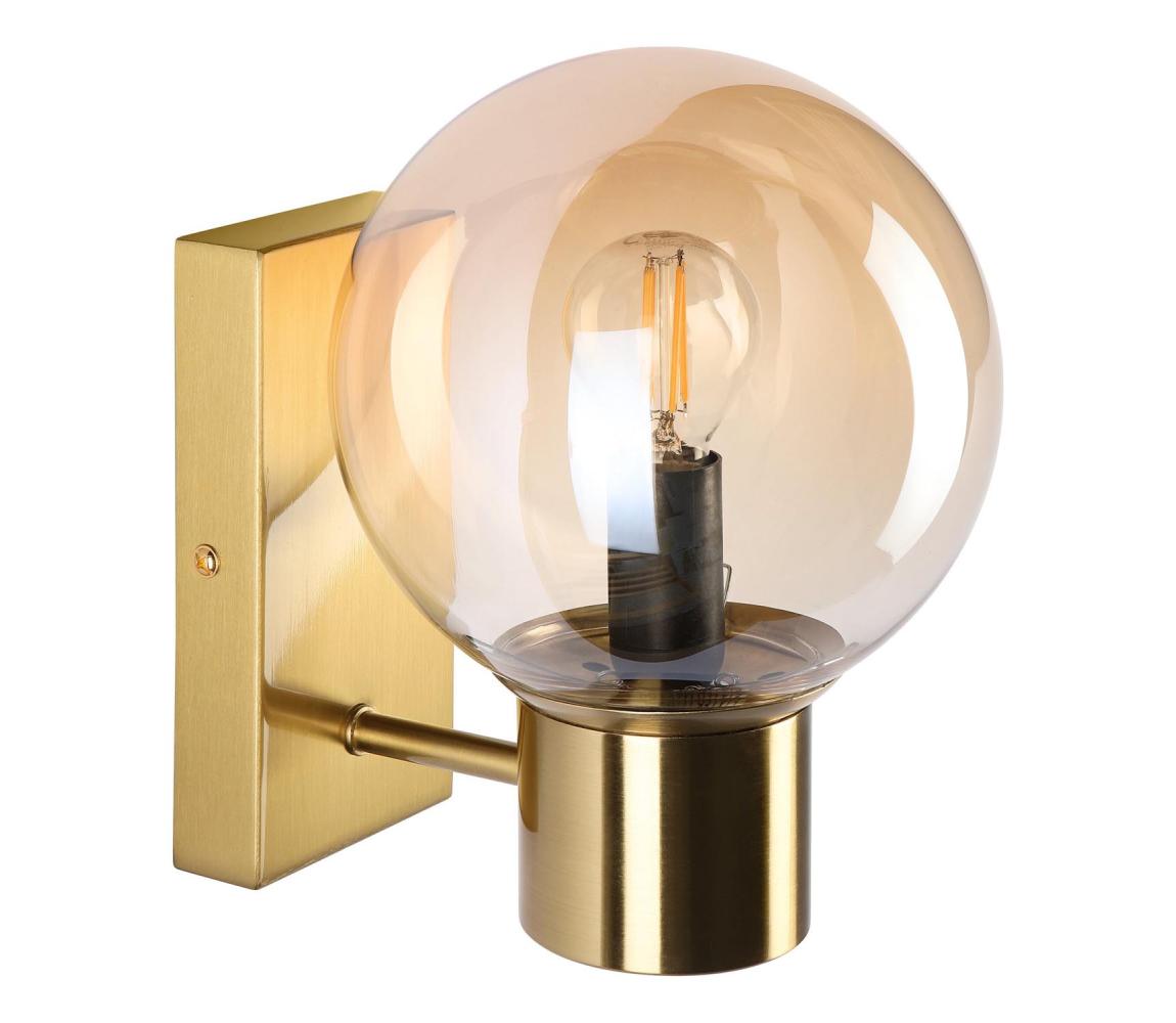 Nástěnná lampa SFERIO 1xE14/5W/230V mosaz/kouřová béžová KM-1.298/PATYNA/AMBER Zlatá,Kouřová,Béžová – Alasans