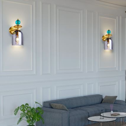 Nástěnná lampa TROPEA 1xE27/15W/230V zlatá/modrá/kouřová béžová/šedá