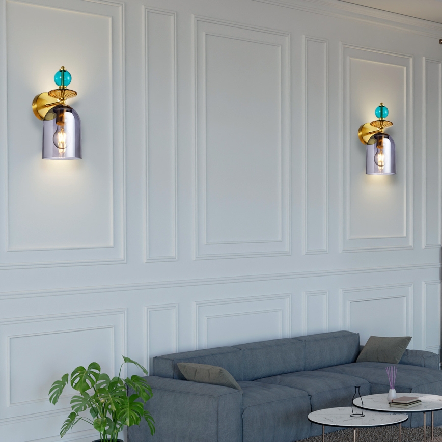 Nástěnná lampa TROPEA 1xE27/15W/230V zlatá/modrá/kouřová béžová/šedá