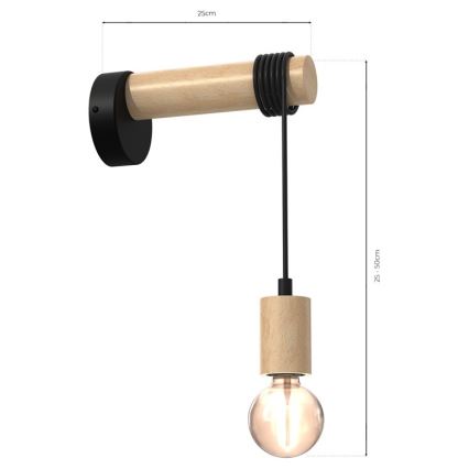 Nástěnná lampa VIGA 1xE27/60W/230V dřevo