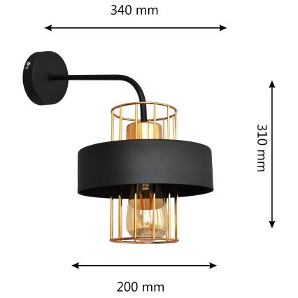 Nástěnná lampa VOLTA 1xE27/15W/230V 34 cm černá/rose gold
