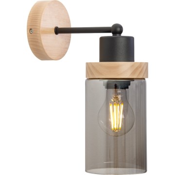 Nástěnná lampa WOODNEST 1xE27/15W/230V borovice/kouřová černá