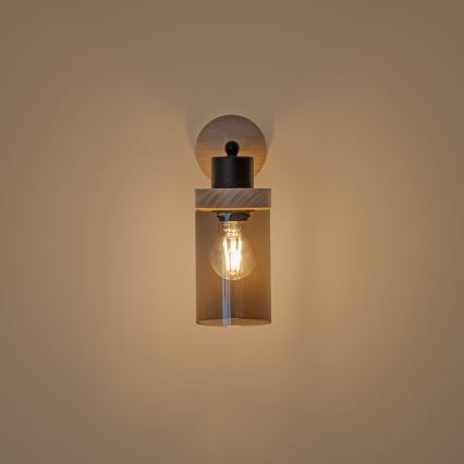 Nástěnná lampa WOODNEST 1xE27/15W/230V borovice/kouřová černá