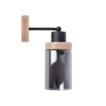 Nástěnná lampa WOODNEST 1xE27/15W/230V borovice/kouřová černá