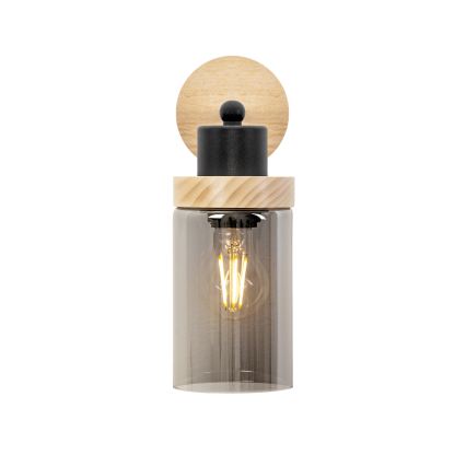 Nástěnná lampa WOODNEST 1xE27/15W/230V borovice/kouřová černá