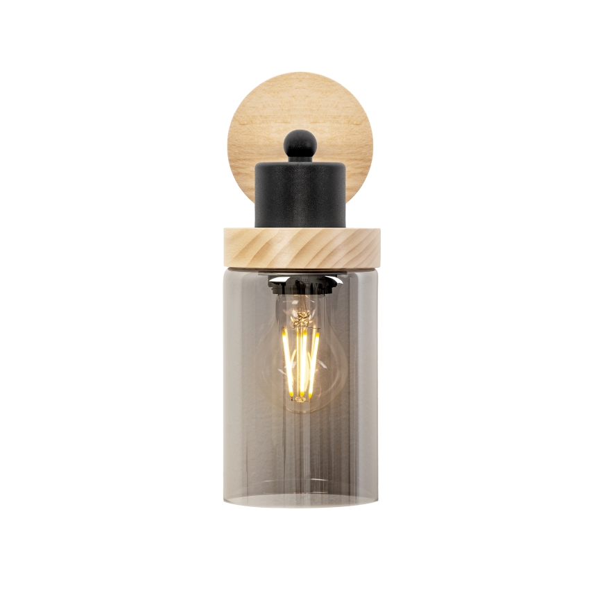 Nástěnná lampa WOODNEST 1xE27/15W/230V borovice/kouřová černá