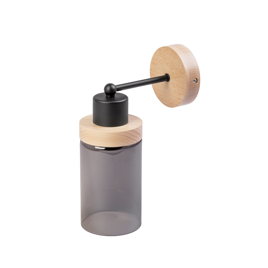 Nástěnná lampa WOODNEST 1xE27/15W/230V borovice/kouřová černá
