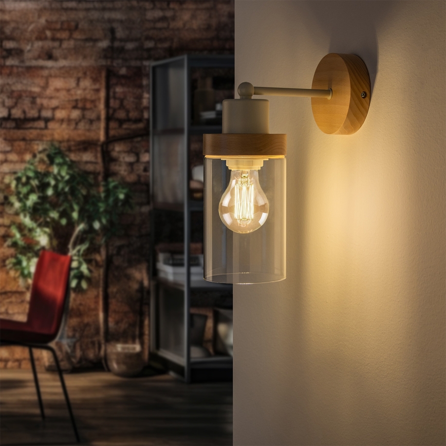 Nástěnná lampa WOODNEST 1xE27/15W/230V borovice/krémová