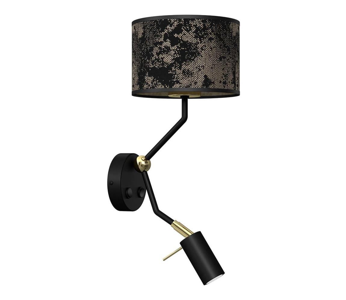 Milagro Nástěnná lampička SATINO 1xE27/40W/230V + 1xGU10/7W černá/zlatá MI1433