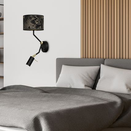 Nástěnná lampička SATINO 1xE27/40W/230V + 1xGU10/MR11/7W černá/zlatá