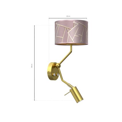 Nástěnná lampička ZIGGY 1xE27/40W/230V + 1xGU10/MR11/7W růžová/zlatá