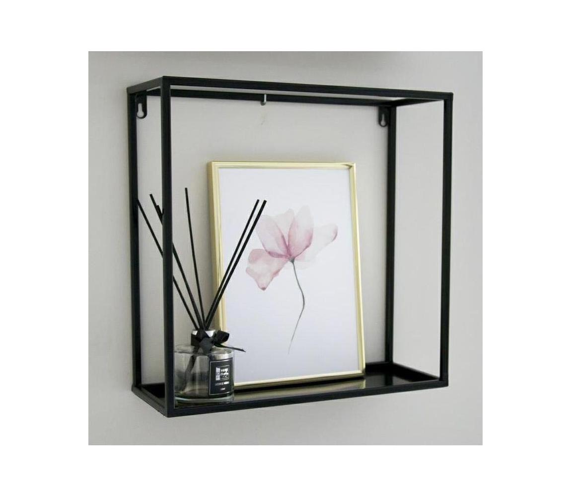  HowHomely Nástěnná police 40x40 cm černá DD0085