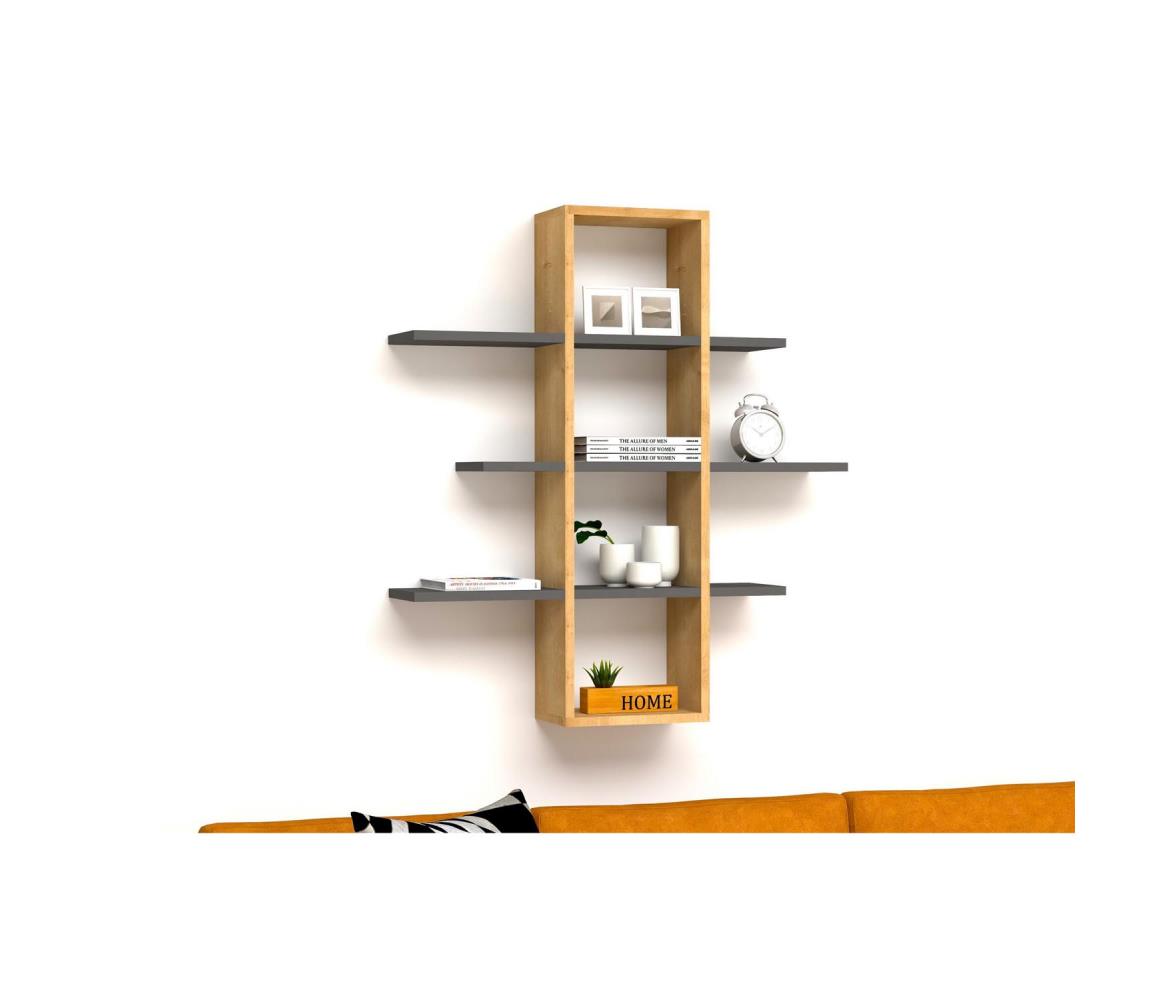 Asir Nástěnná police ARDO 101x96 cm hnědá/antracit AS0719