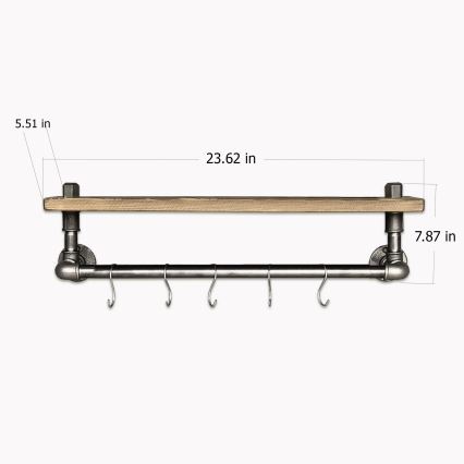Nástěnná police BORURAF 20x60 cm smrk