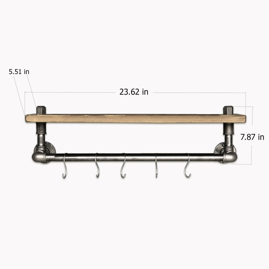 Nástěnná police BORURAF 20x60 cm smrk