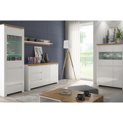 Nástěnná police DAMINO 21x100 cm dub wotan/bílá