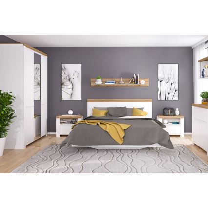 Nástěnná police DAMINO 21x100 cm dub wotan/bílá