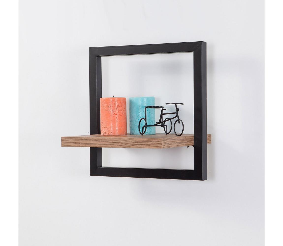 Asir Nástěnná police DECOR 35x35 cm hnědá/černá AS1158