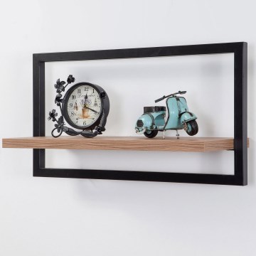 Nástěnná police DECOR 35x65 cm černá/hnědá