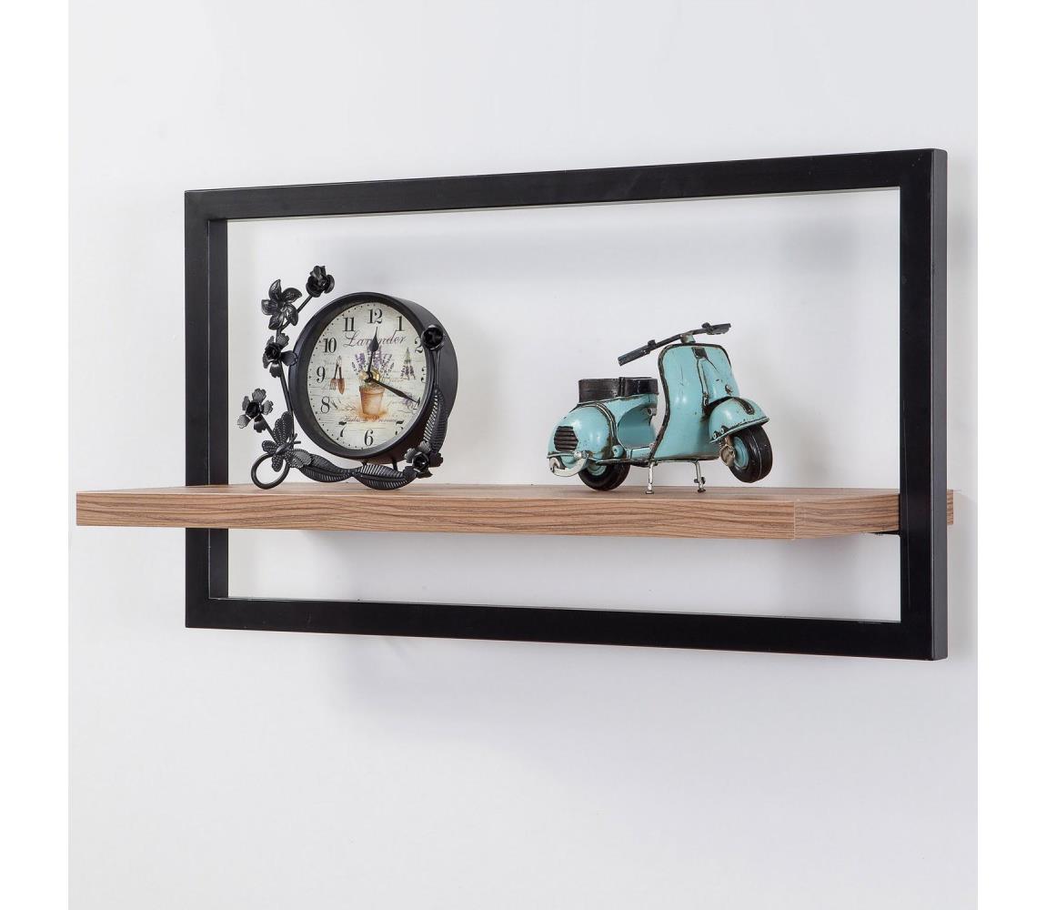 Asir Nástěnná police DECOR 35x65 cm černá/hnědá AS1117