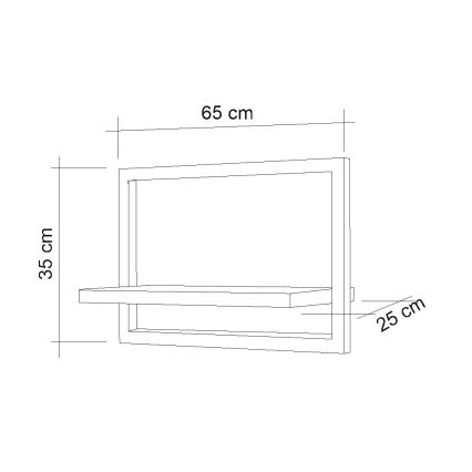Nástěnná police DECOR 35x65 cm černá/hnědá