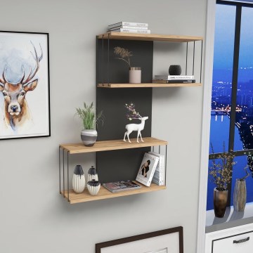 Nástěnná police DESTAN 65x96x19 cm antracit/hnědá