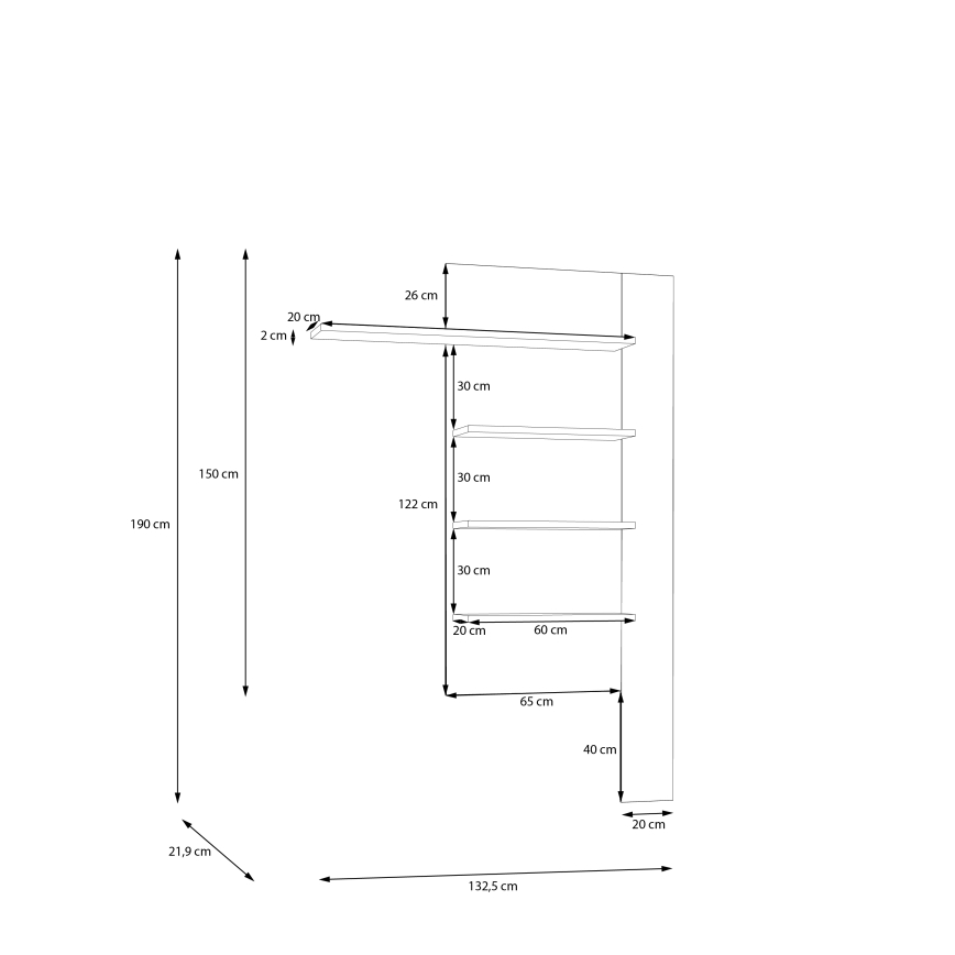 Nástěnná police INAR dub/hnědá