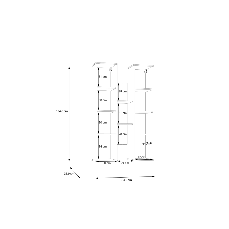 Nástěnná police INAR dub/hnědá