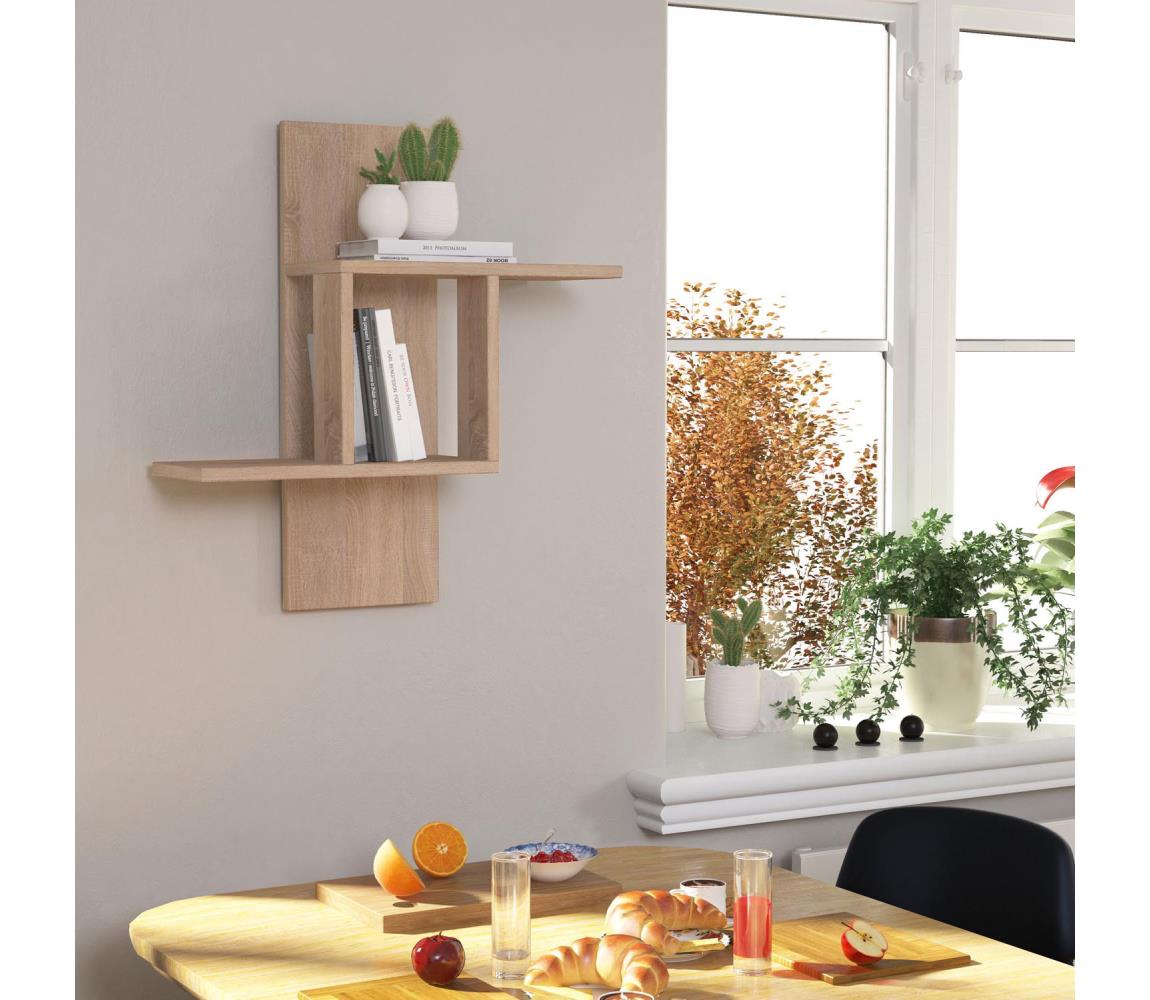 Asir Nástěnná police MILL 70x64 cm hnědá AS0742