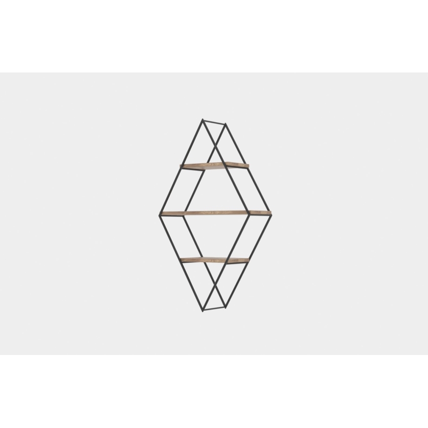 Nástěnná police PRIZMA 100x60 cm hnědá/černá