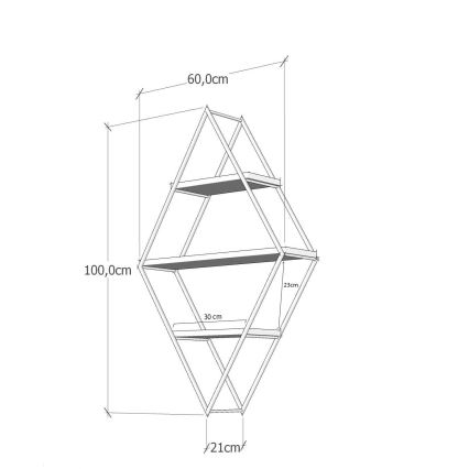 Nástěnná police PRIZMA 100x60 cm hnědá/černá