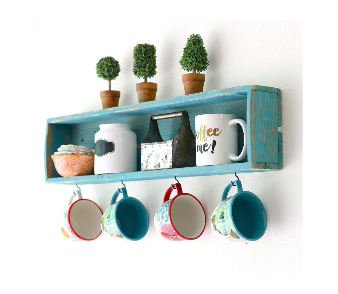 Asir Nástěnná police RAF 21x70 cm smrk modrá AS1140