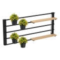 Nástěnná police s květináči a LED osvětlením SHELF 50x118 cm černá/béžová/borovice