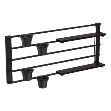 Nástěnná police s květináči a LED osvětlením SHELF 50x118 cm černá/borovice