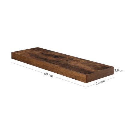 Nástěnná police SHELFY 60x4x20 cm hnědá