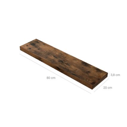 Nástěnná police SHELFY 80x4x20 cm hnědá