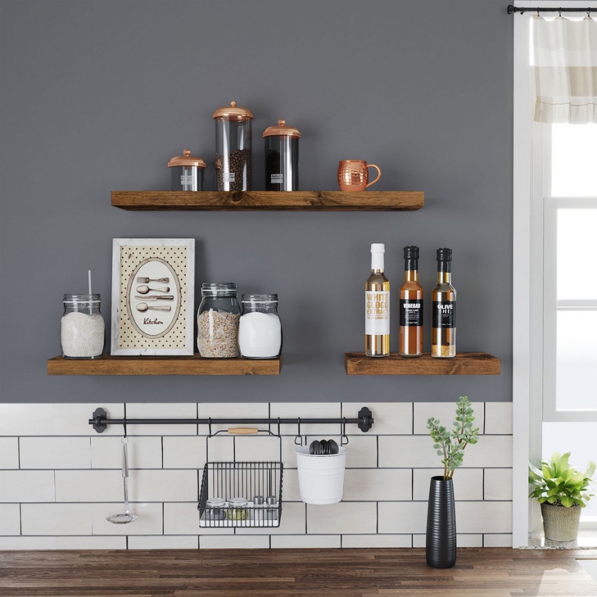 Nástěnná police SHELFY hnědá