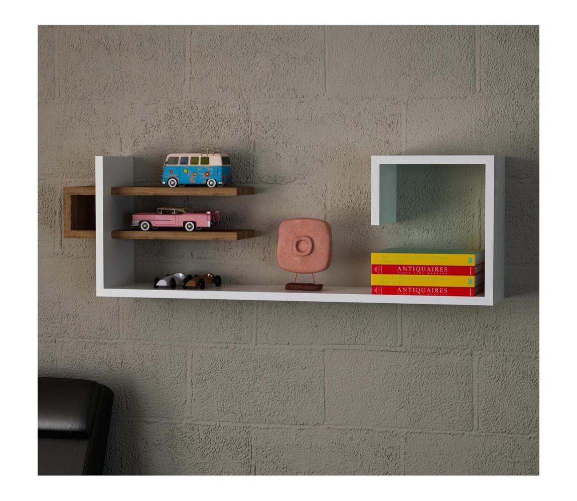 Asir Nástěnná police STOR 30x90 cm bílá/hnědá AS1337