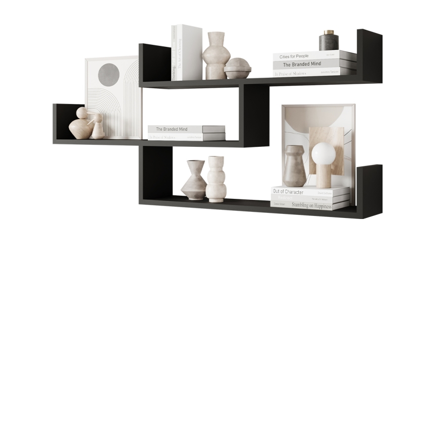 Nástěnná police TRIO 55x119 cm černý grafit