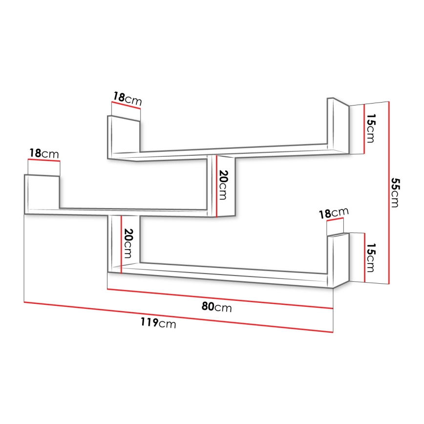 Nástěnná police TRIO 55x119 cm černý grafit
